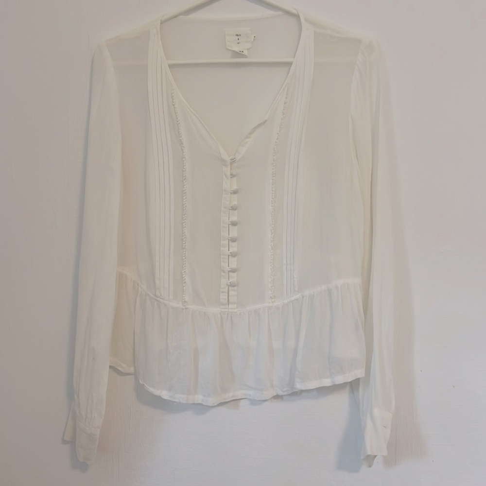 Alice + Olivia x UO sheer white blouse